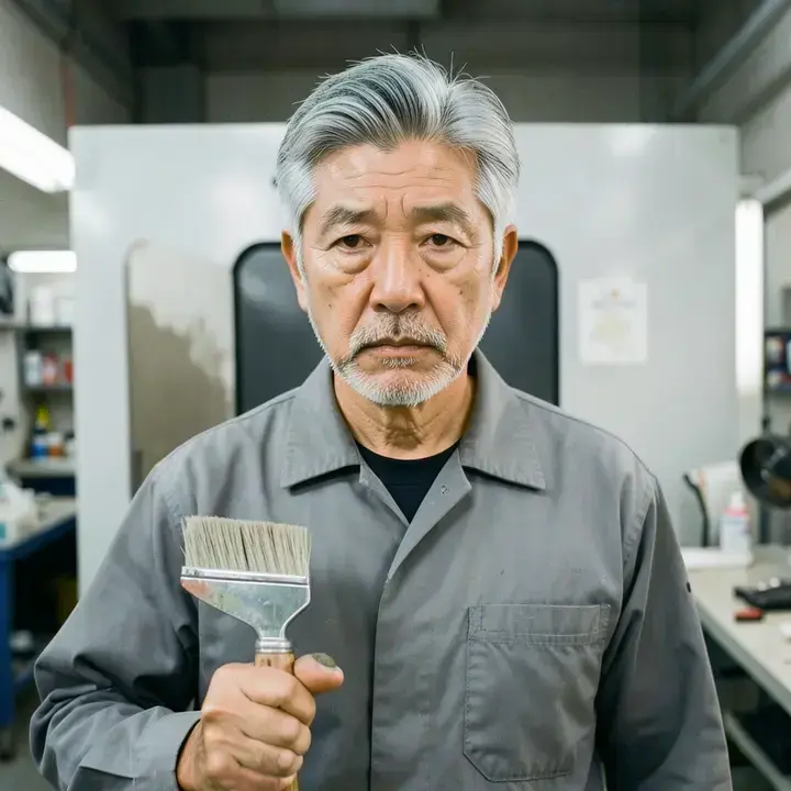 板金マイスターの Takashi · 52 歳 · 髭 · 作業着